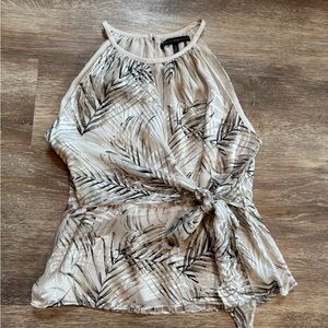 White House Black Market sz 14 Sleeveless neutral tie front top